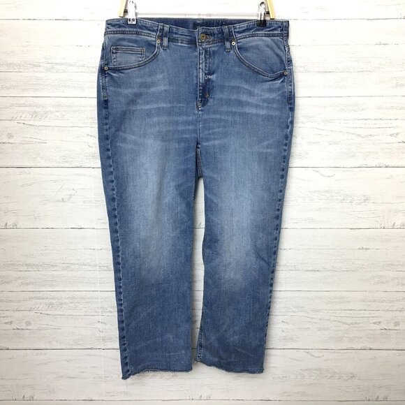 J. Jill Denim Straight Leg Crop Jeans High Rise Frayed Hems size 16 length 24" - Picture 1 of 9
